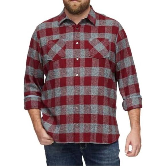 FLAG & ANTHEM Shirt Men’s 2XL Red Gray Checkered Harrells Flannel Long Sleeve - Picture 1 of 15